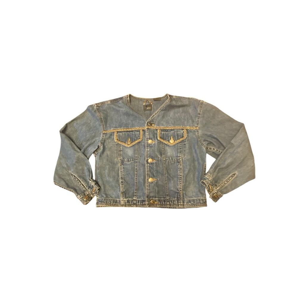 Liz Wear V Neck Denim Jacket Size Small Petite Long Sleeve Casual Vintage - Picture 13 of 16